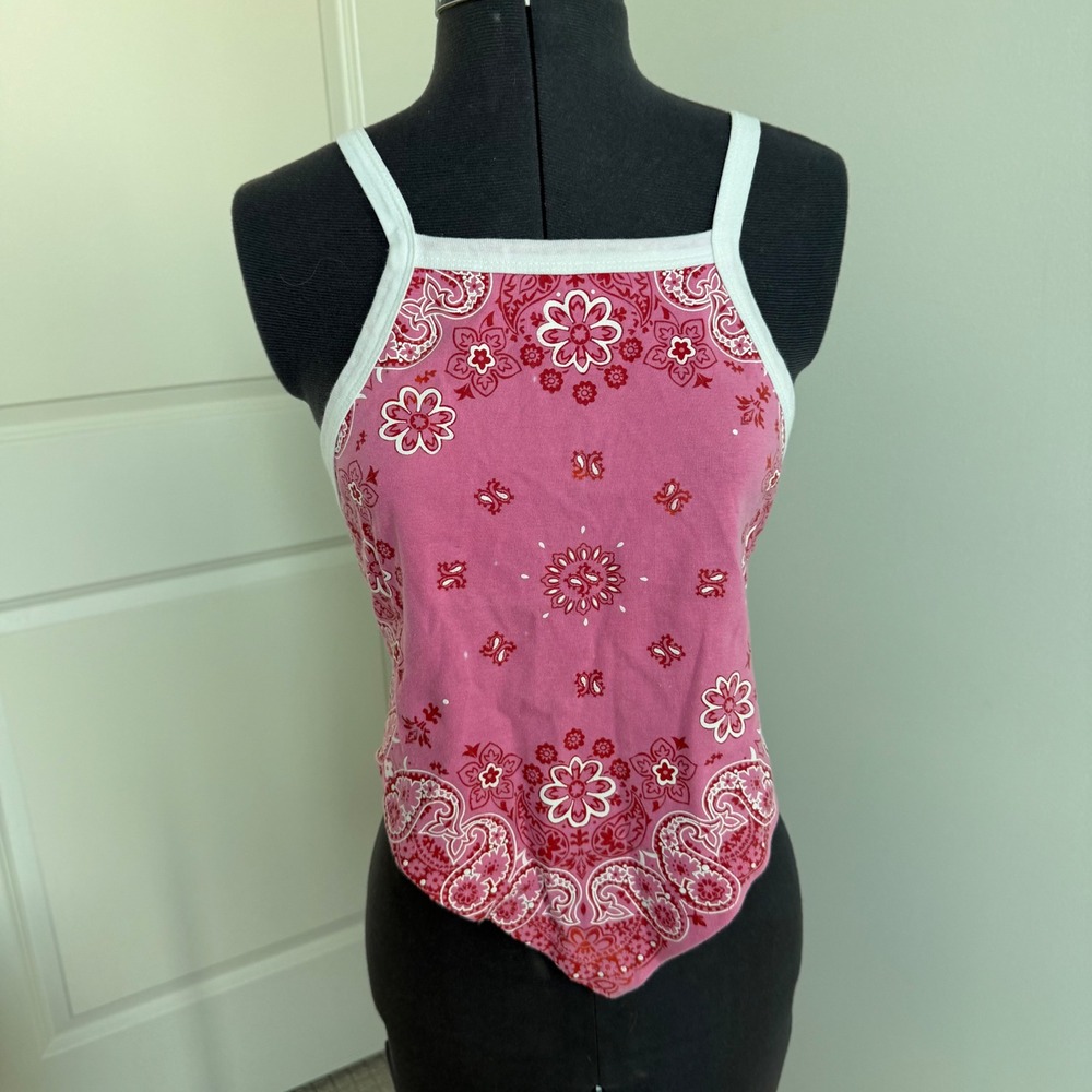Vintage 90s Weavers Girl Festival Bandana Backless Tank Top Size Small